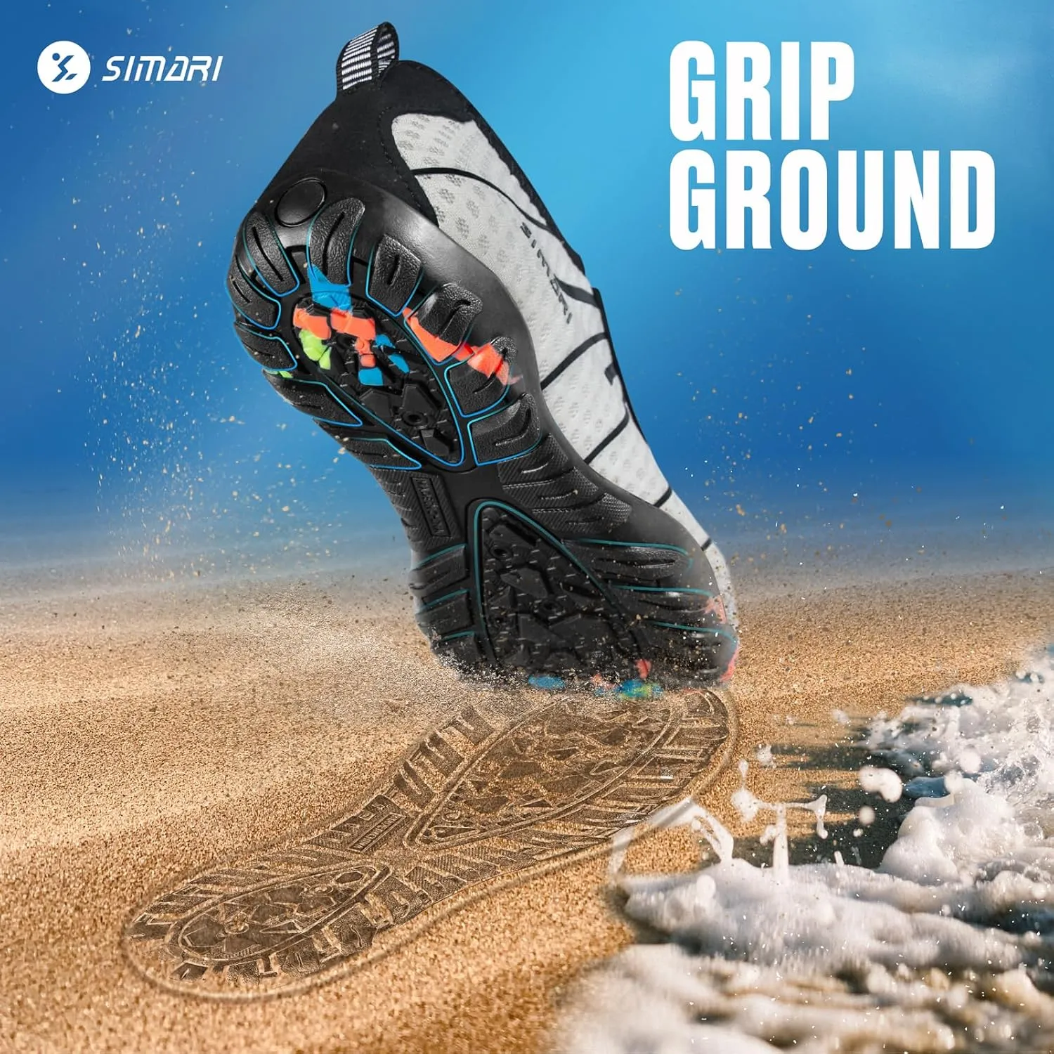 SIMARI Water Shoes for Women Men - Barefoot Quick-Dry Aqua Socks | Lightweight Swim Shoes for Surfing, Swimming, Beach Sports, Kayaking, Diving | Non-Slip Design