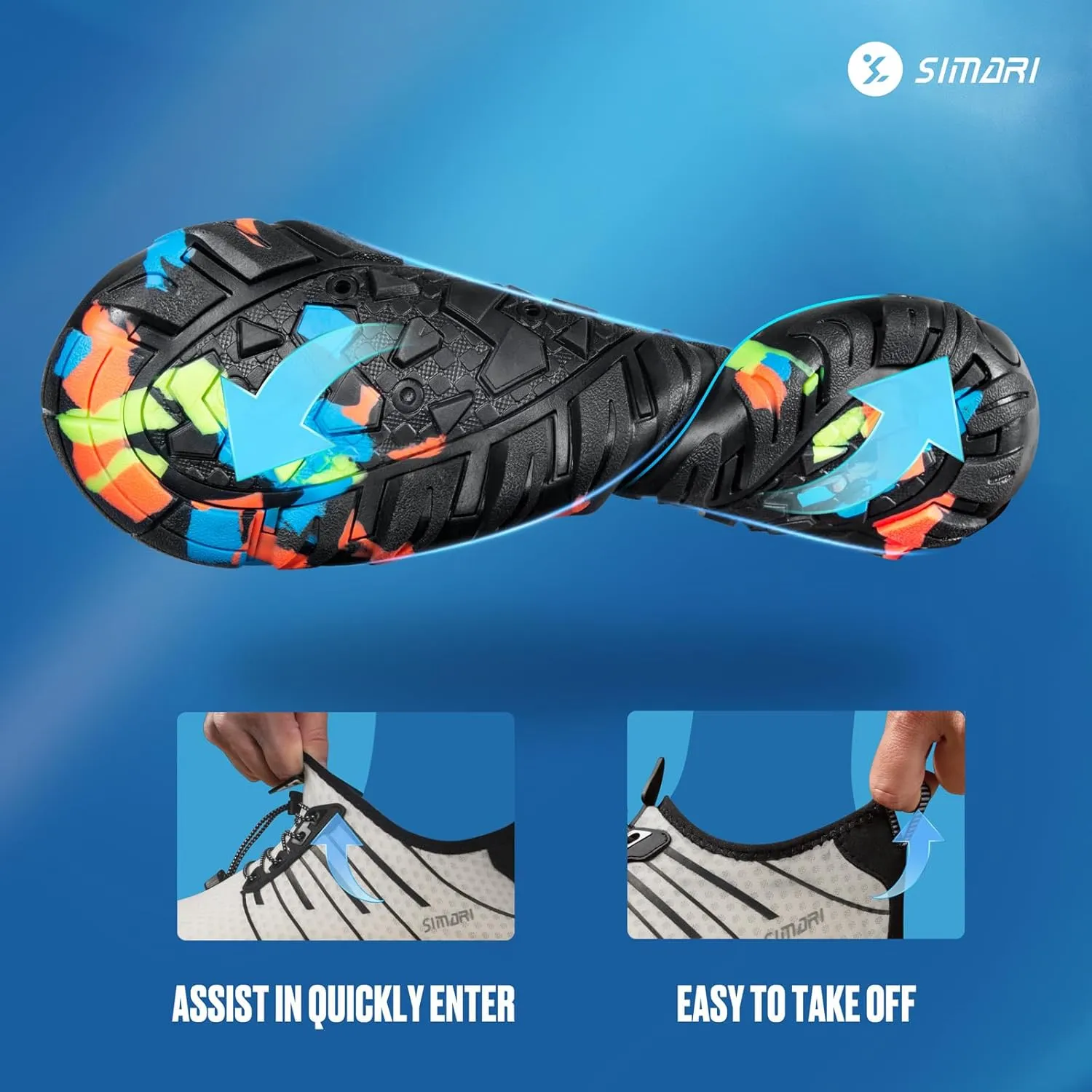 SIMARI Water Shoes for Women Men - Barefoot Quick-Dry Aqua Socks | Lightweight Swim Shoes for Surfing, Swimming, Beach Sports, Kayaking, Diving | Non-Slip Design