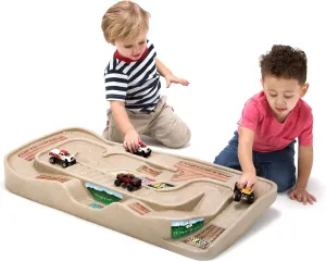 Simplay3 Portable Carry and Go Kids Race Track Toy Car Train Table, 2-Sided No Assembly for Children 3 4 5 6 7 Years Old Boys Girls, Made in USA