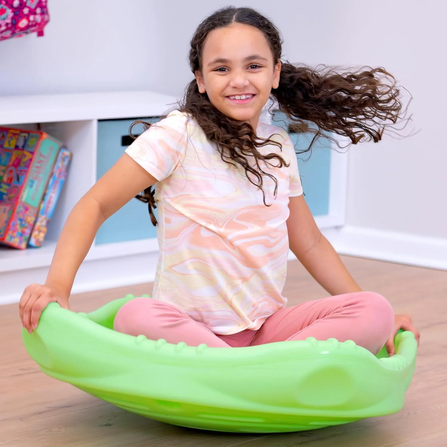 Simplay3 Rock and Spin Sensory XL Wobble Disk, Climbing Dome for Toddlers and Kids Rocking and Climbing, Indoor/Outdoor, Lime Sherbert, 1 Pack, Ages 2-12 Years