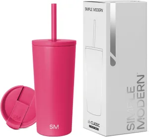 Simple Modern Insulated Tumbler with Lid and Straw | Iced Coffee Cup Reusable Stainless Steel Water Bottle Travel Mug | Gifts for Women Men Her Him | Classic Collection | 20oz | Berry Twist