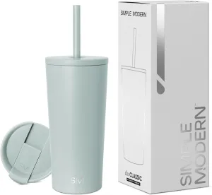 Simple Modern Insulated Tumbler with Lid and Straw | Iced Coffee Cup Reusable Stainless Steel Water Bottle Travel Mug | Gifts for Women Men Her Him | Classic Collection | 20oz | Sea Glass Sage