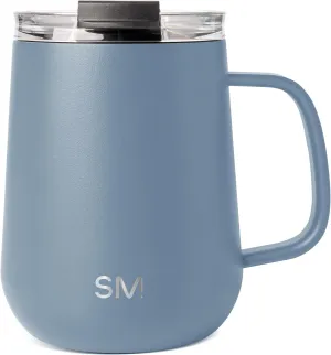 Simple Modern Travel Coffee Mug with Lid and Handle | Reusable Insulated Stainless Steel Coffee Tumbler Tea Cup | Gifts for Women Men Him Her | Voyager Collection | 12oz | Blue Dune