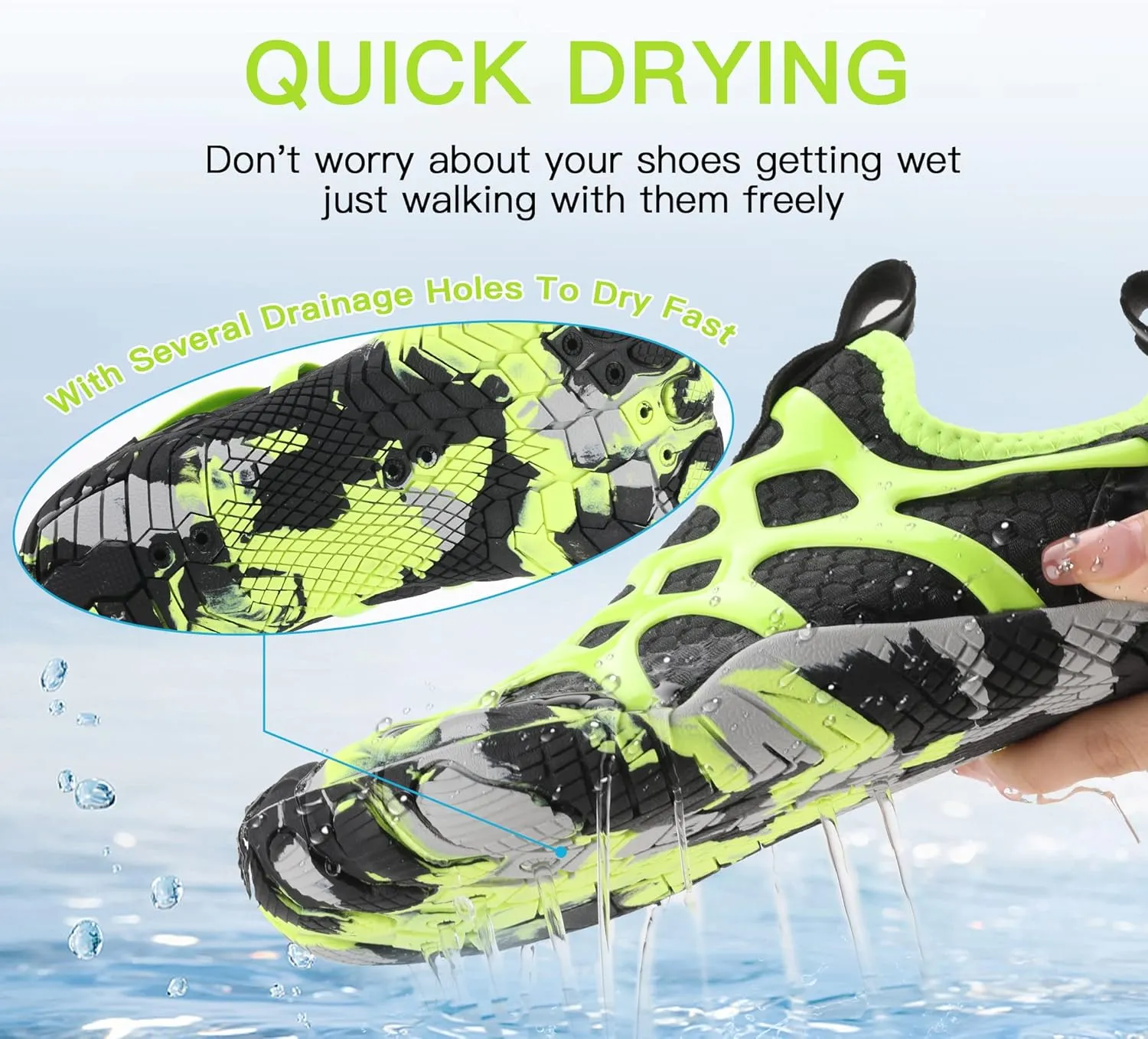 SIPUHK Womens Mens Water Shoes Quick Dry Slip-on Barefoot for Swim Surf Diving Beach Pool Aqua Sports Walking Yoga