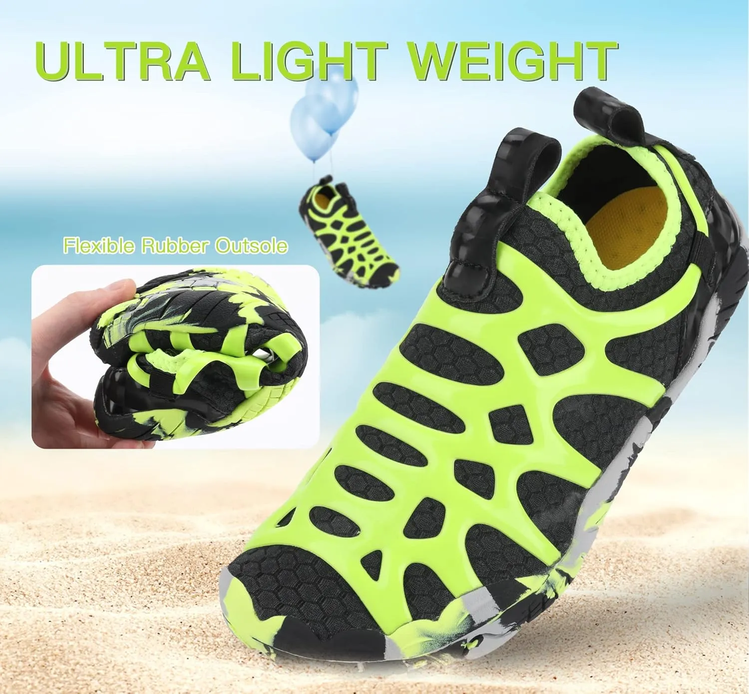 SIPUHK Womens Mens Water Shoes Quick Dry Slip-on Barefoot for Swim Surf Diving Beach Pool Aqua Sports Walking Yoga