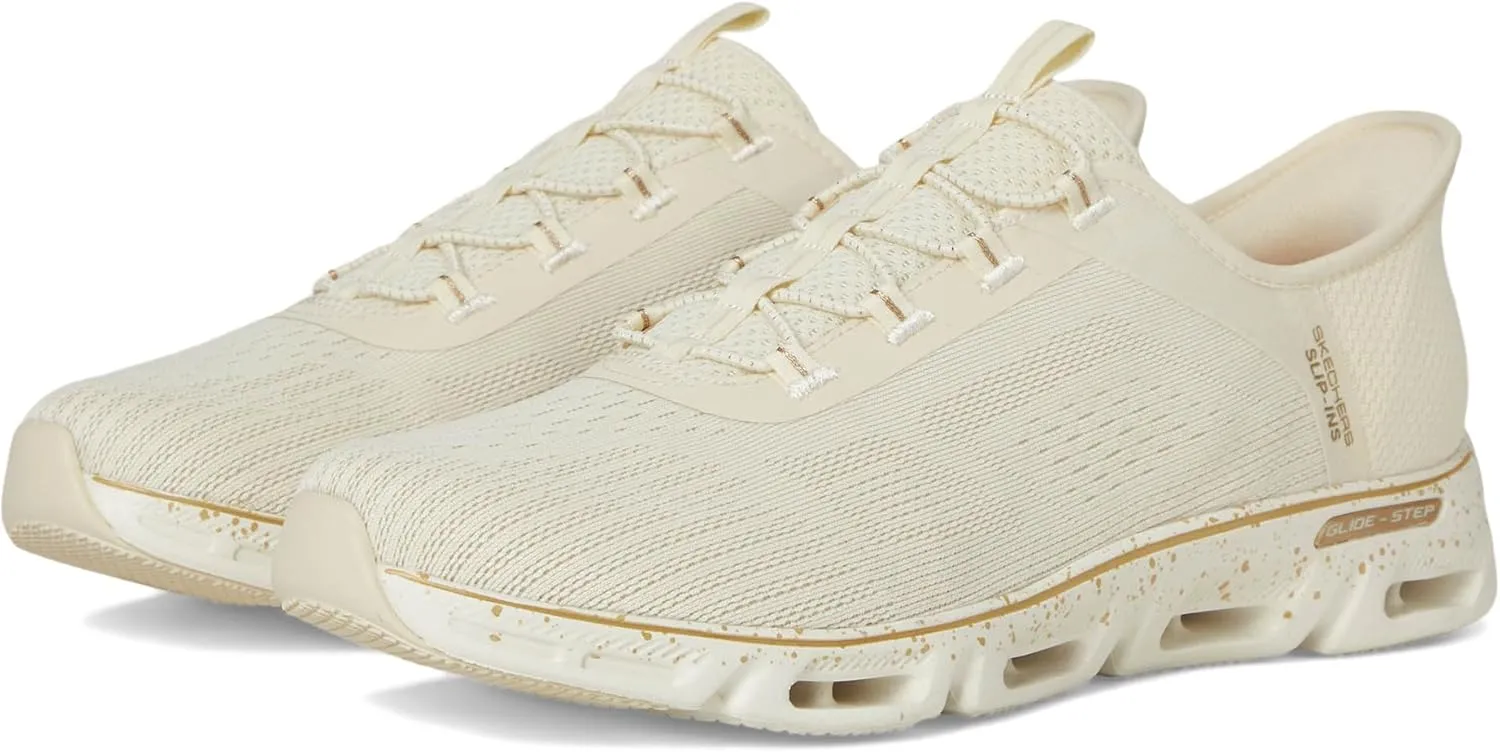 Skechers Sport Women's Glide-Step GRATIFY-PACE Hands Free Slip-INS Sneaker, NTGD=Natural/Gold, 6
