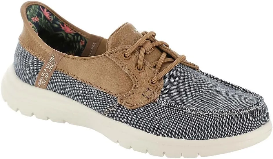 SKECHERS Women's Hands Free Slip-ins On-The-go Flex-Coastal Sky Boat Shoe