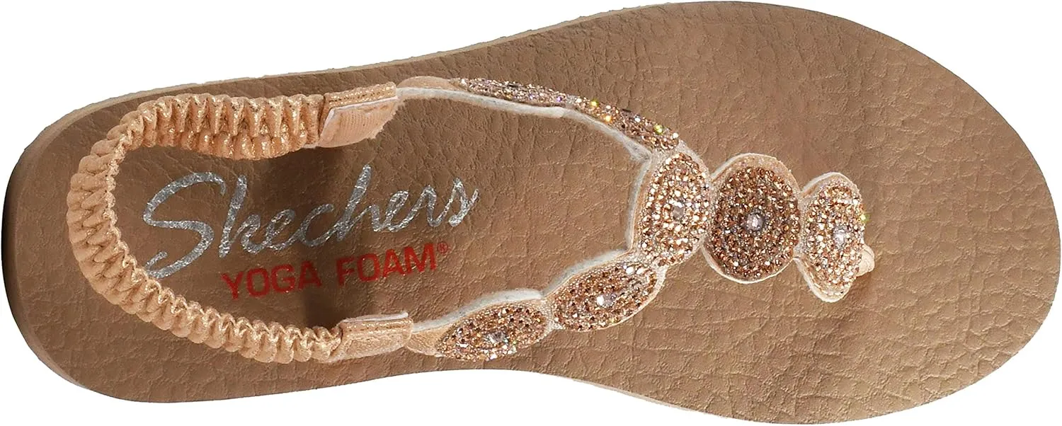 Skechers Women's Meditation-Stars & Sparkle-Circular Rhinestone Slingback Thong Flip-Flop
