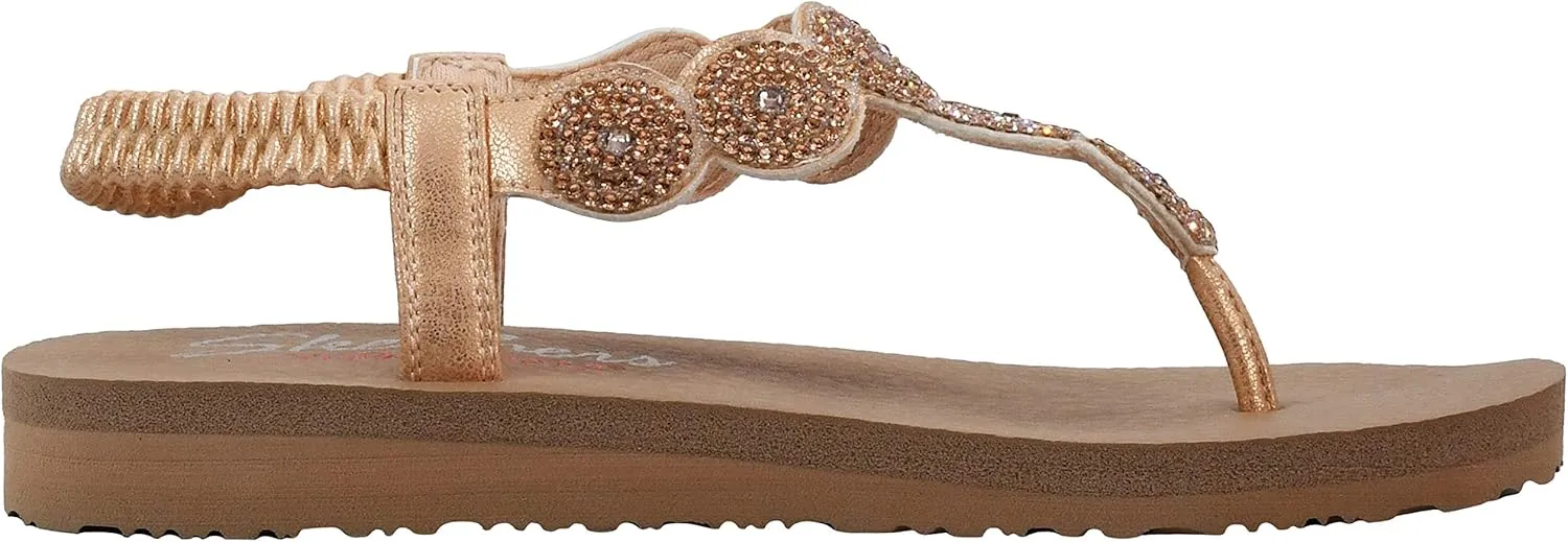 Skechers Women's Meditation-Stars & Sparkle-Circular Rhinestone Slingback Thong Flip-Flop