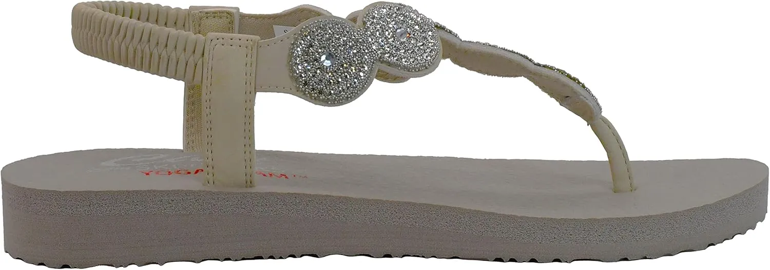 Skechers Women's Meditation-Stars & Sparkle-Circular Rhinestone Slingback Thong Flip-Flop
