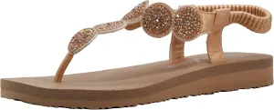 Skechers Women's Meditation-Stars & Sparkle-Circular Rhinestone Slingback Thong Flip-Flop