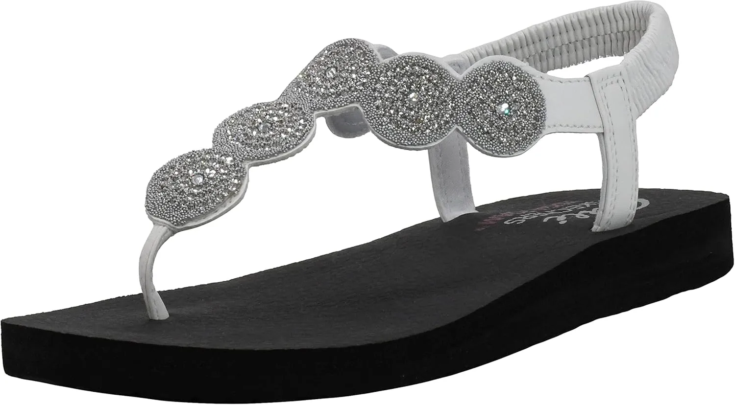 Skechers Women's Meditation-Stars & Sparkle-Circular Rhinestone Slingback Thong Flip-Flop