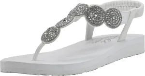 Skechers Women's Meditation-Stars & Sparkle-Circular Rhinestone Slingback Thong Flip-Flop