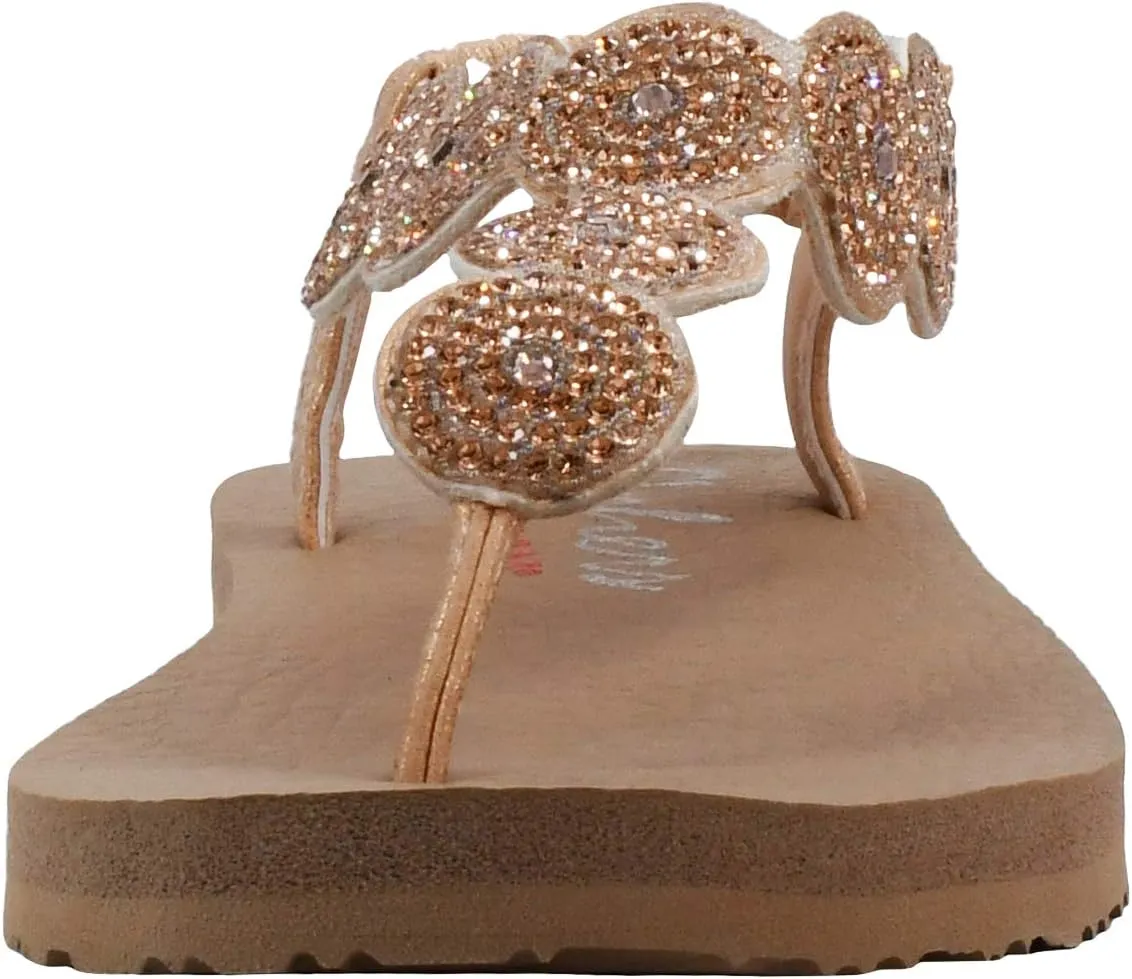 Skechers Women's Meditation-Stars & Sparkle-Circular Rhinestone Slingback Thong Flip-Flop