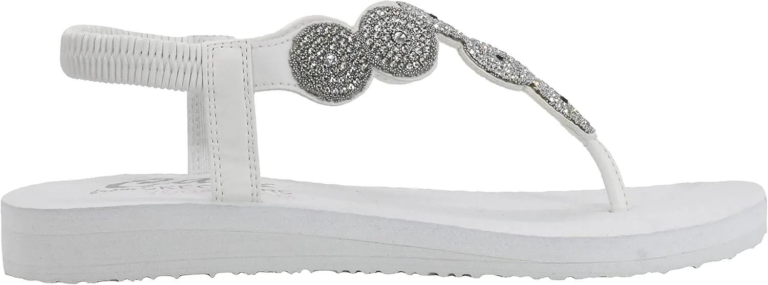 Skechers Women's Meditation-Stars & Sparkle-Circular Rhinestone Slingback Thong Flip-Flop