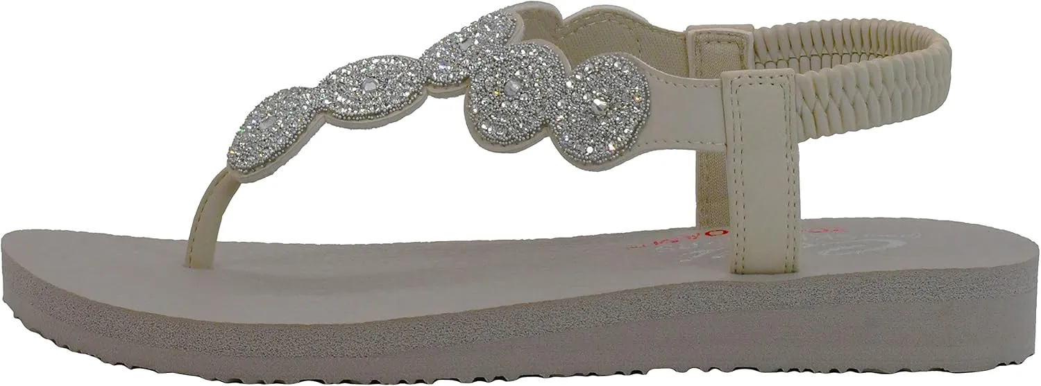 Skechers Women's Meditation-Stars & Sparkle-Circular Rhinestone Slingback Thong Flip-Flop