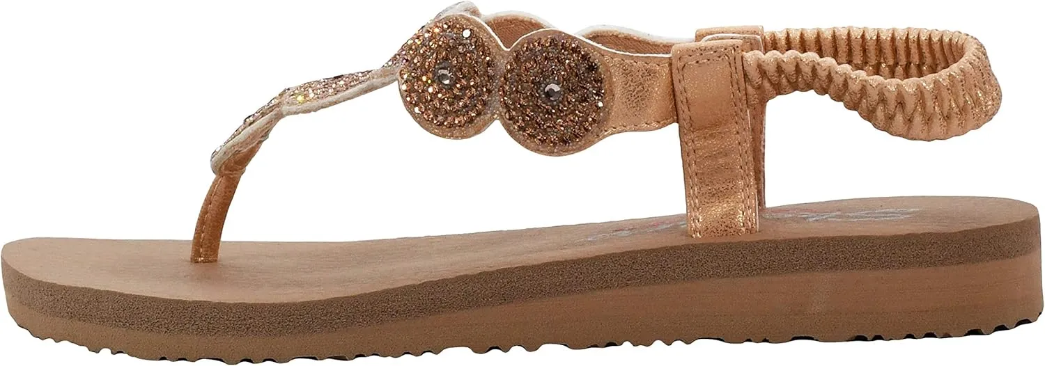 Skechers Women's Meditation-Stars & Sparkle-Circular Rhinestone Slingback Thong Flip-Flop