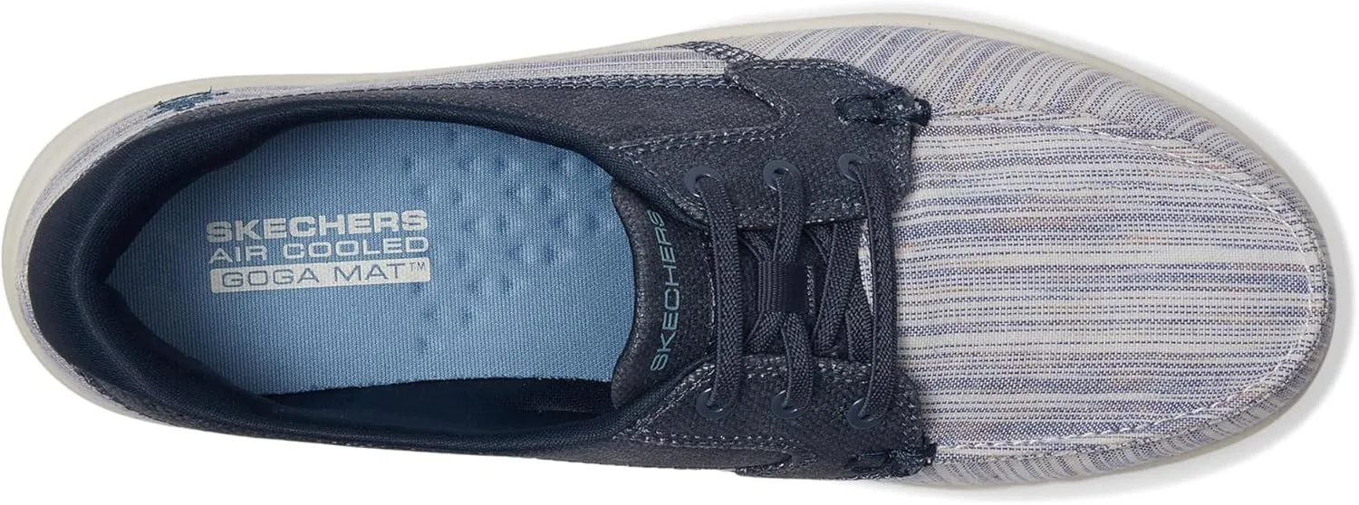 SKECHERS Women's On-The-go Flex Radiant Striped Metallic Canvas Boat Shoe