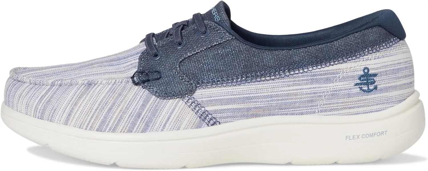SKECHERS Women's On-The-go Flex Radiant Striped Metallic Canvas Boat Shoe