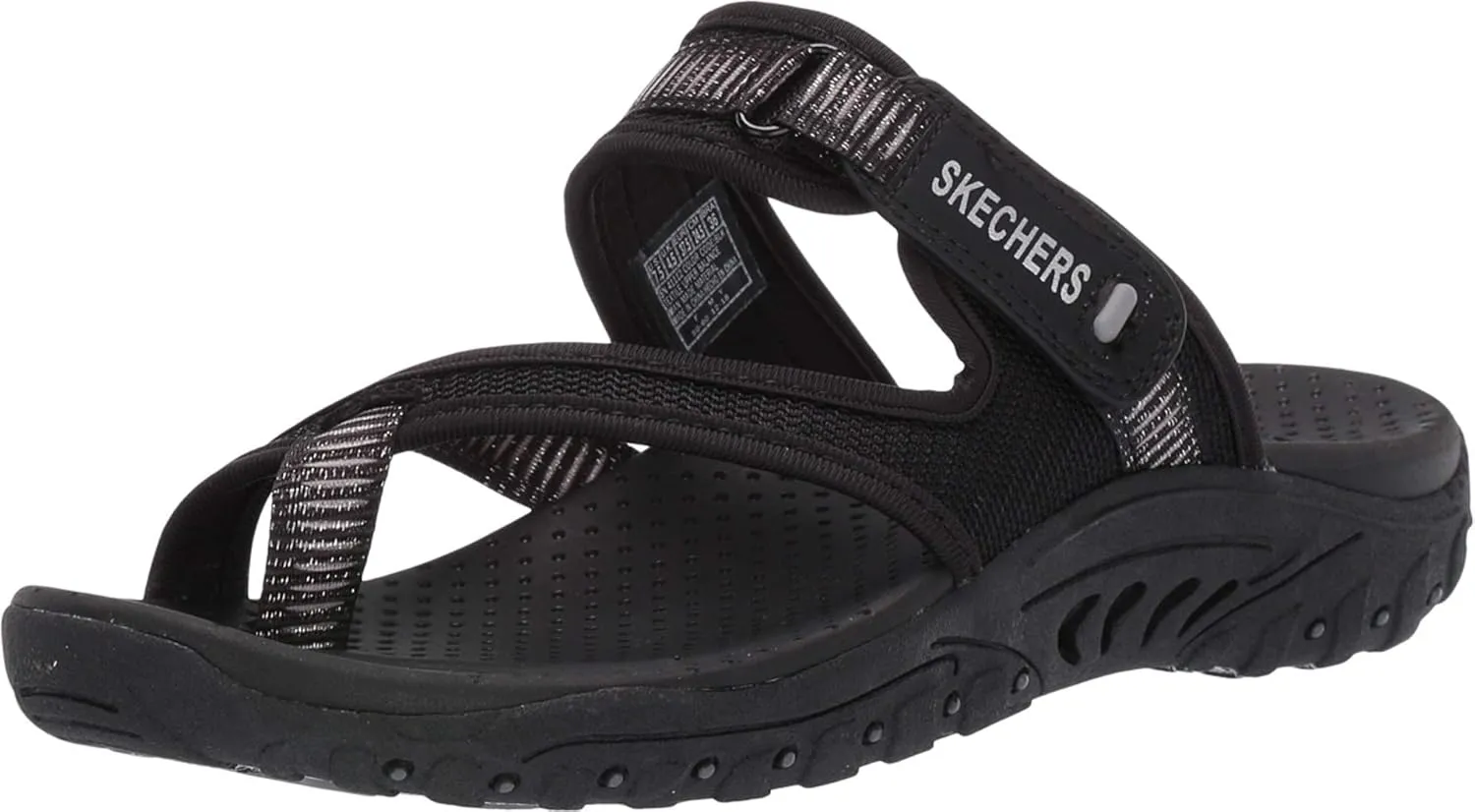 Skechers Women's Reggae-Seize The Day-Toe Thong Sandal Flip-Flop, Black, 10 M US