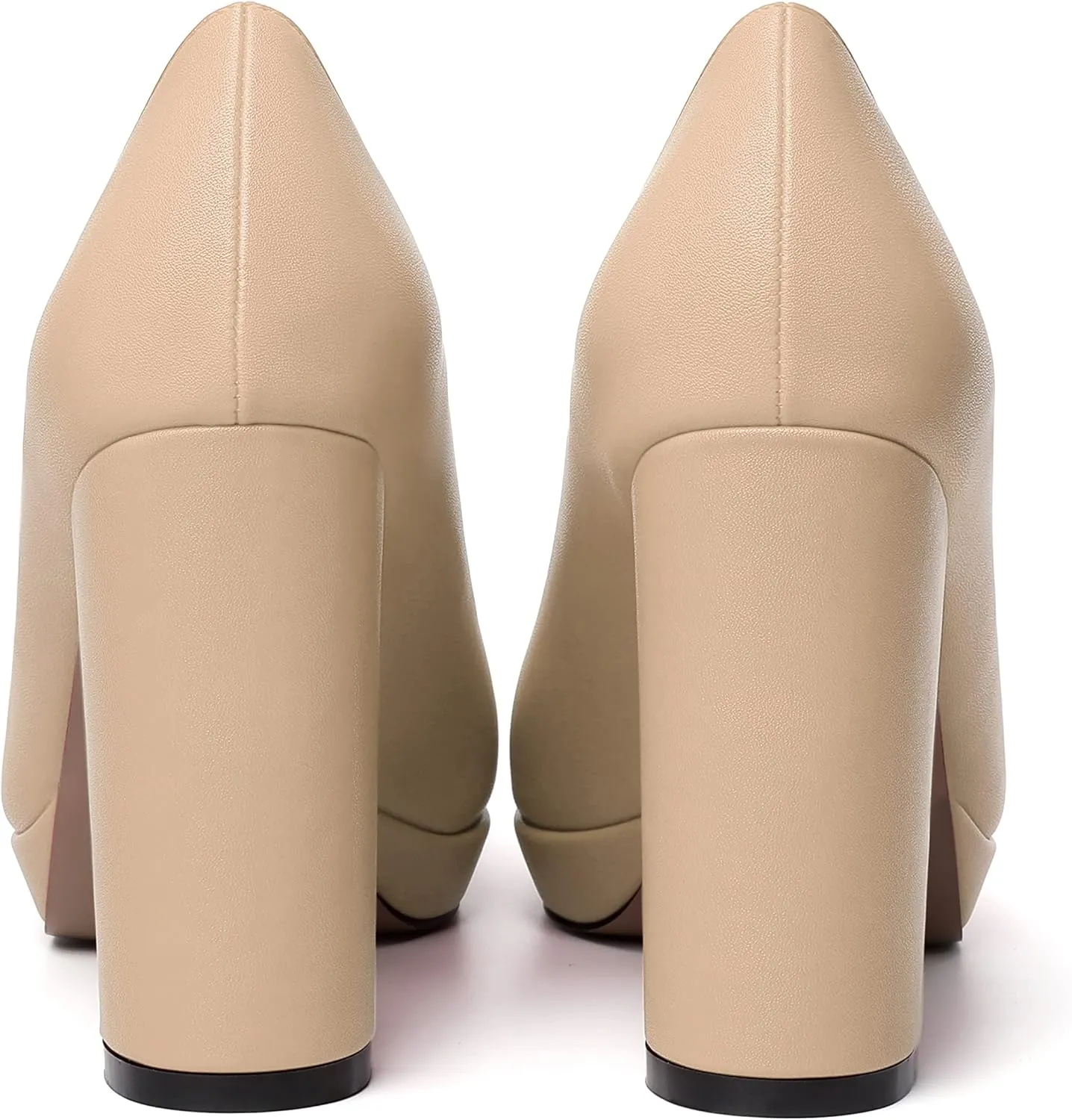 SKYSTERRY Womens Fashion Platform Pointed Toe Wedding Matte Slip On Block High Heel Pumps Shoes 4 Inch