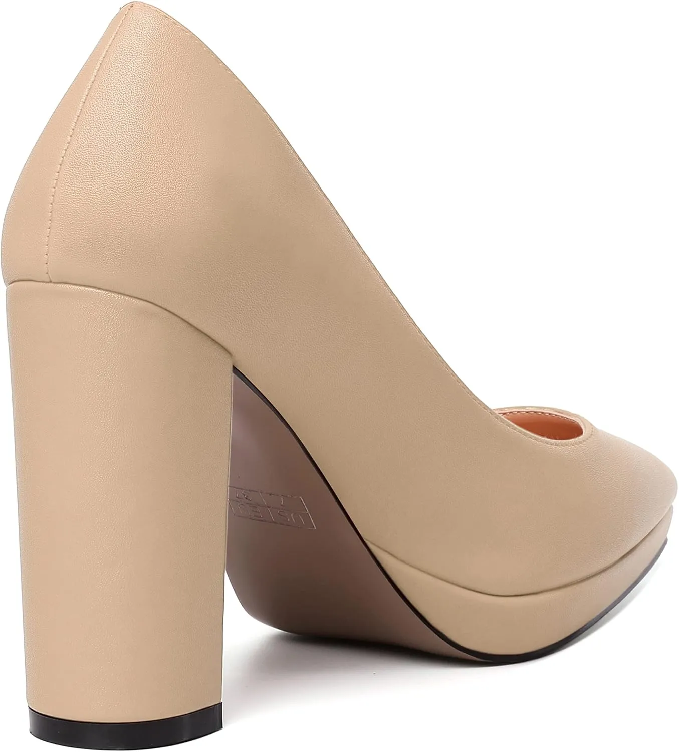 SKYSTERRY Womens Fashion Platform Pointed Toe Wedding Matte Slip On Block High Heel Pumps Shoes 4 Inch