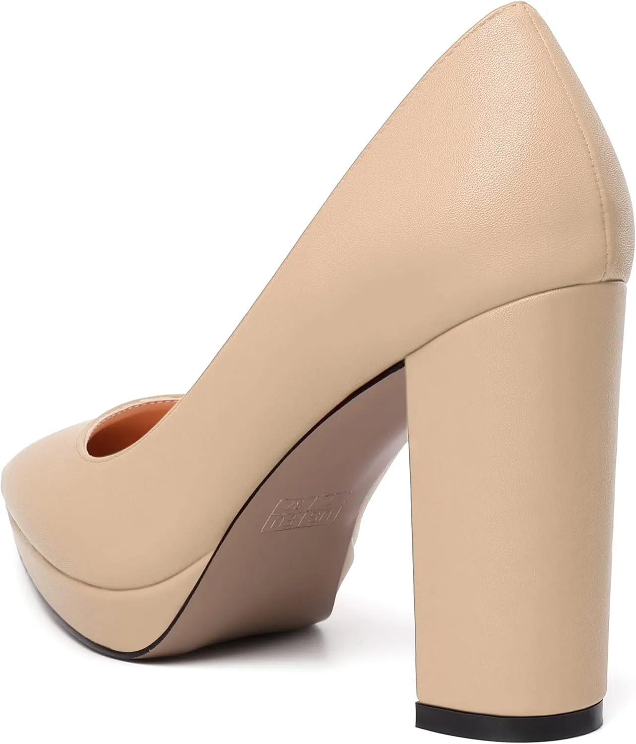 SKYSTERRY Womens Fashion Platform Pointed Toe Wedding Matte Slip On Block High Heel Pumps Shoes 4 Inch