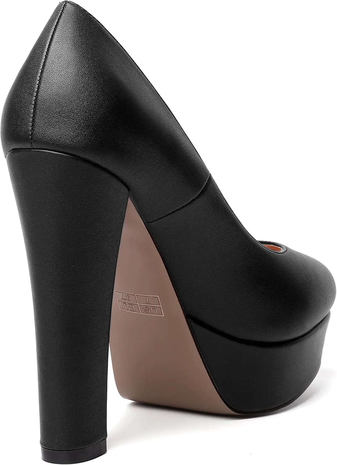 SKYSTERRY Womens Platform Dress Wedding Slip On Matte Round Toe Block High Heel Pumps Shoes 5 Inch