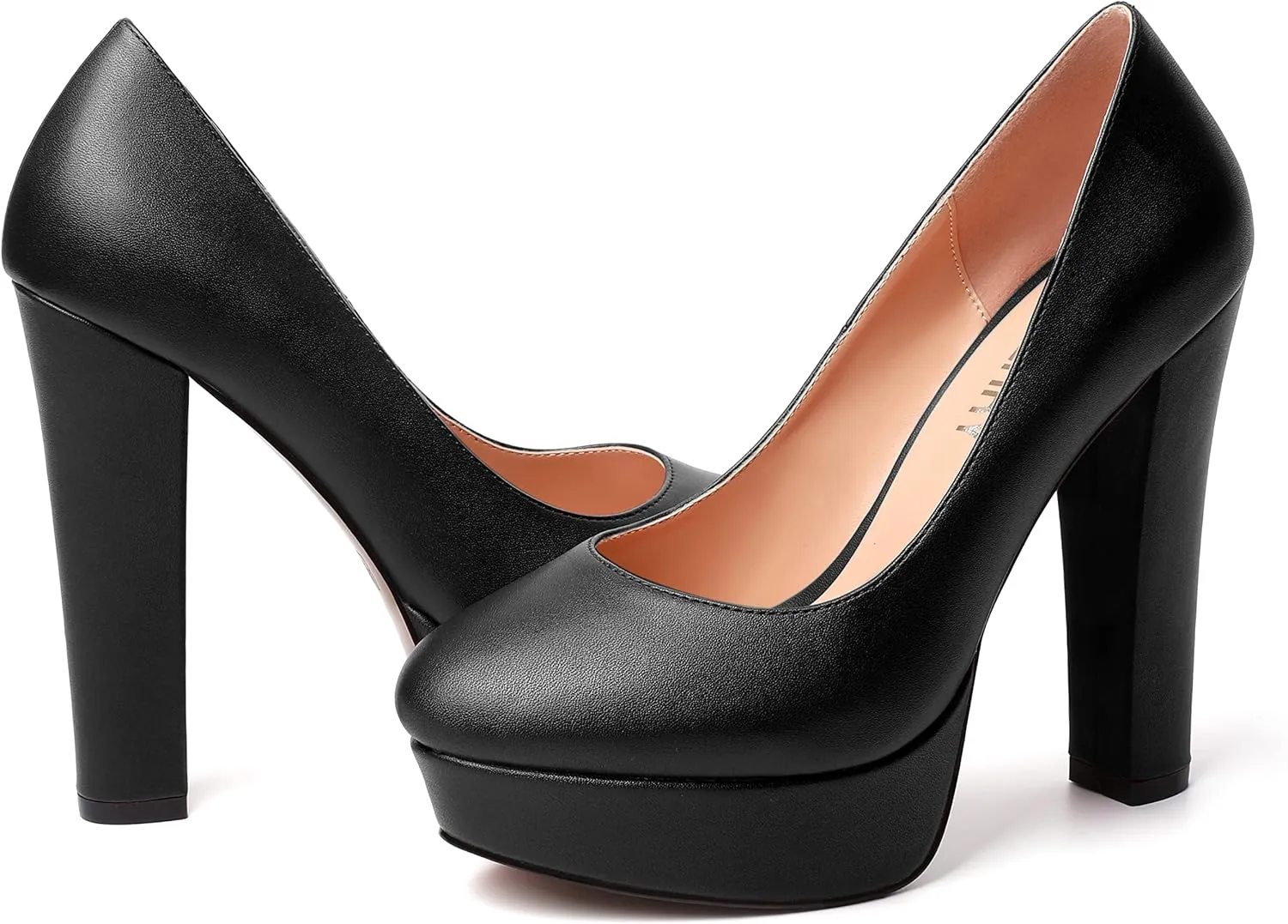 SKYSTERRY Womens Platform Dress Wedding Slip On Matte Round Toe Block High Heel Pumps Shoes 5 Inch