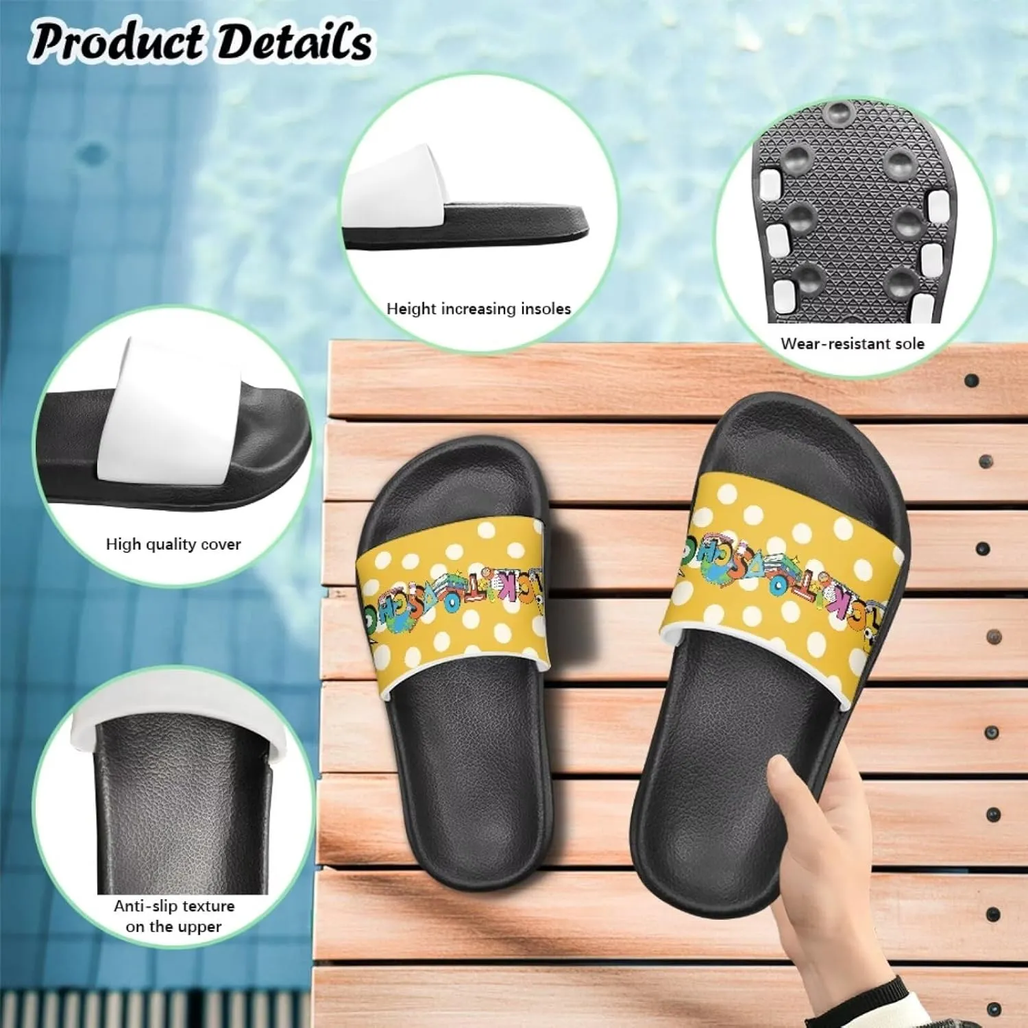 Slide Sandals for Unisex Child Soft Footbed Sandal Comfort Slip On Summer Slippers for Beach Pool