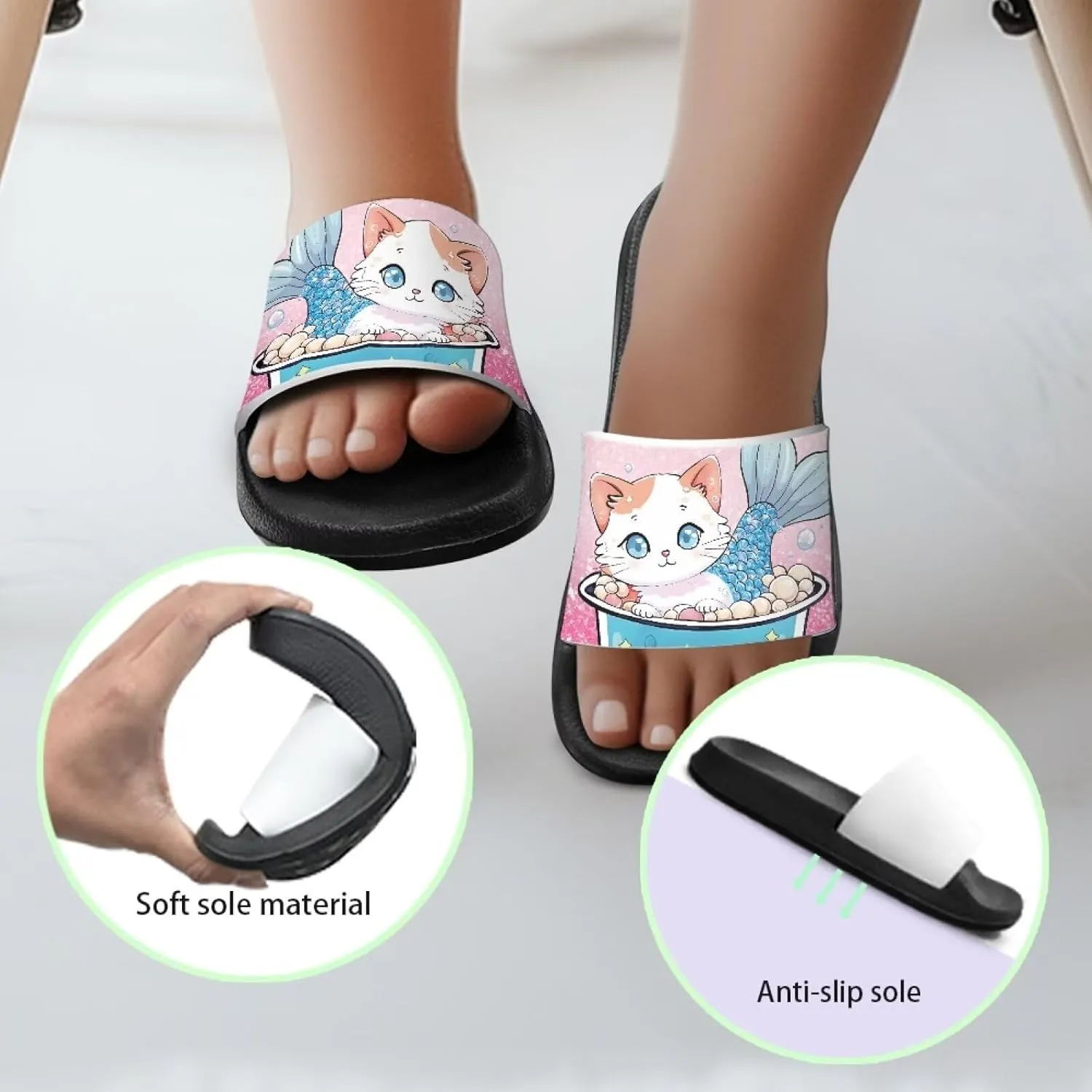 Slides Girls Flip Flops Slip On Beach Sandals Youth Pool Shower Shoes EVA Summer Slippers（Little Kids - Big Kids）
