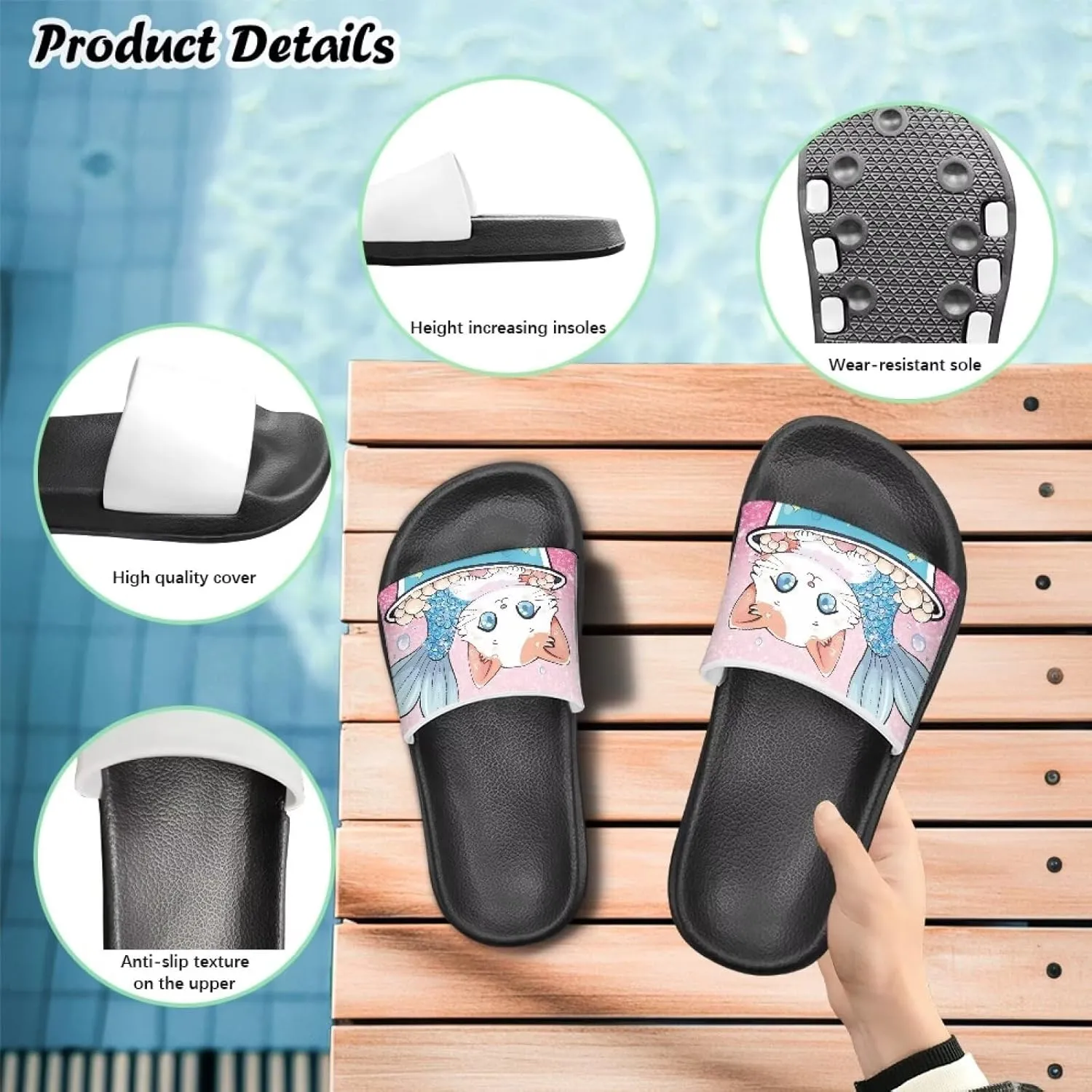 Slides Girls Flip Flops Slip On Beach Sandals Youth Pool Shower Shoes EVA Summer Slippers（Little Kids - Big Kids）
