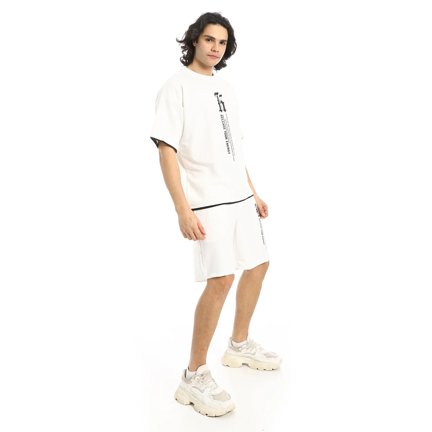 Slip On Printed T Shirt And Shorts Set (A36) - Red Circle
