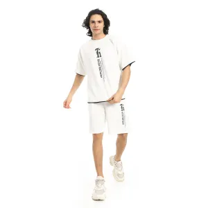 Slip On Printed T Shirt And Shorts Set (A36) - Red Circle
