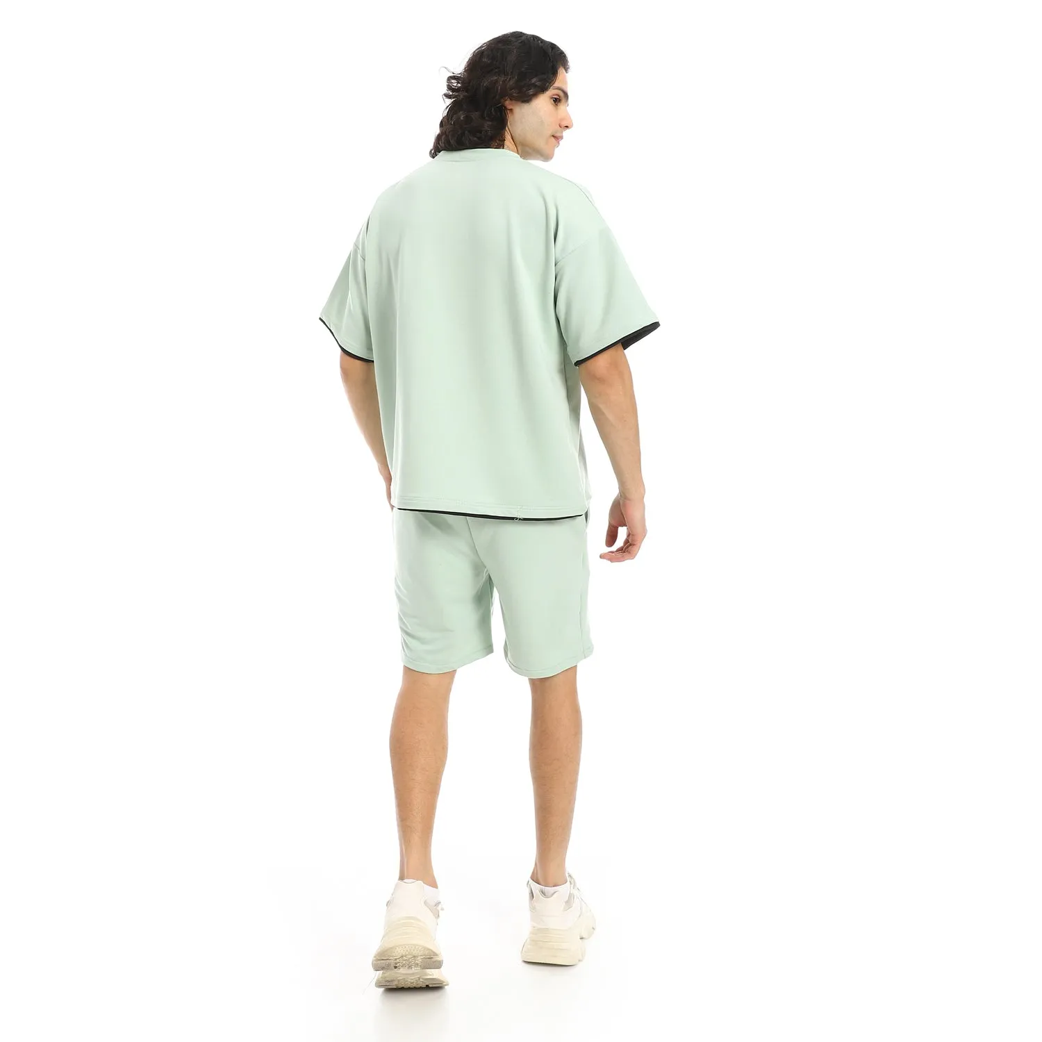 Slip On Printed T Shirt And Shorts Set (A36) - Red Circle