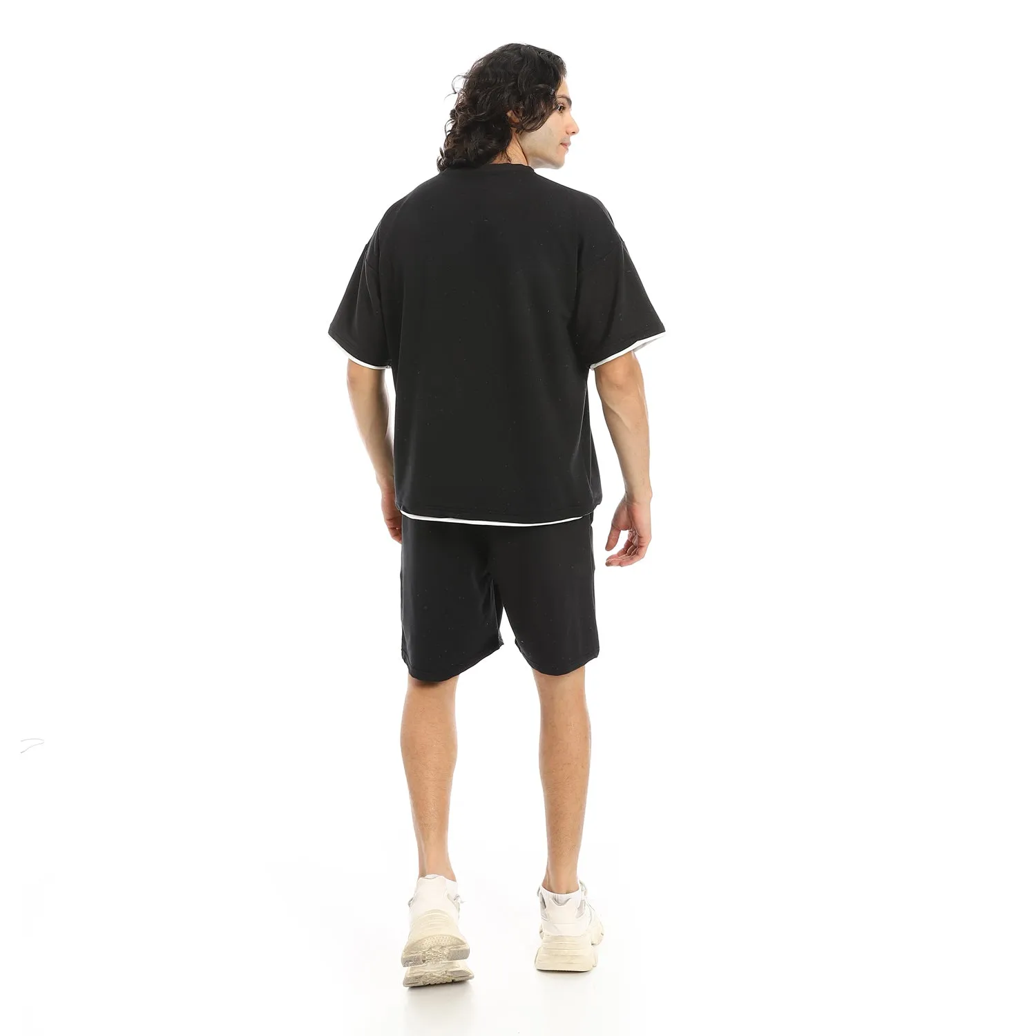 Slip On Printed T Shirt And Shorts Set (A36) - Red Circle