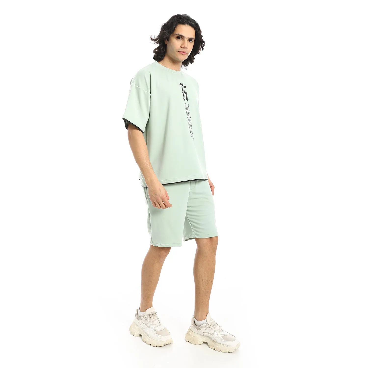 Slip On Printed T Shirt And Shorts Set (A36) - Red Circle