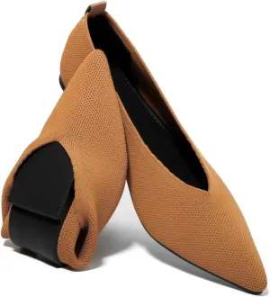 Slocyclub Flat Shoes for Women Classic Pointed Toe Slip On Ballet Shoes Knitted Texture Black Comfortable Dress Shoes