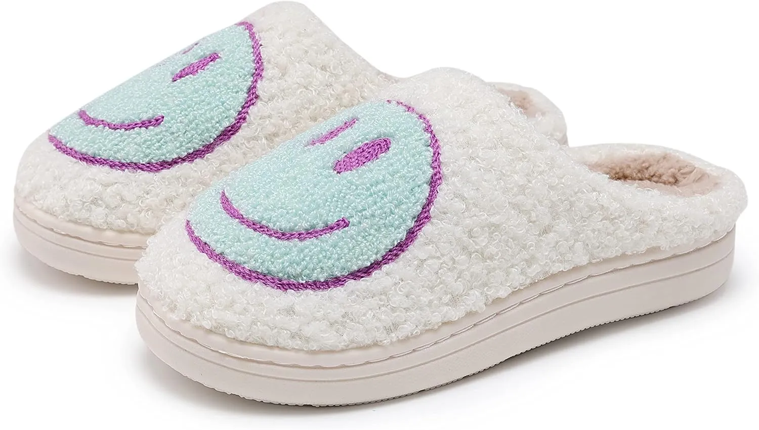 Smile Face Kids Happy Face Soft Plush Warm Slipper Anti-Slip Winter Fluffy House Shoes Soft Memory Foam Comfort Cotton Slippers Indoor and Outdoor