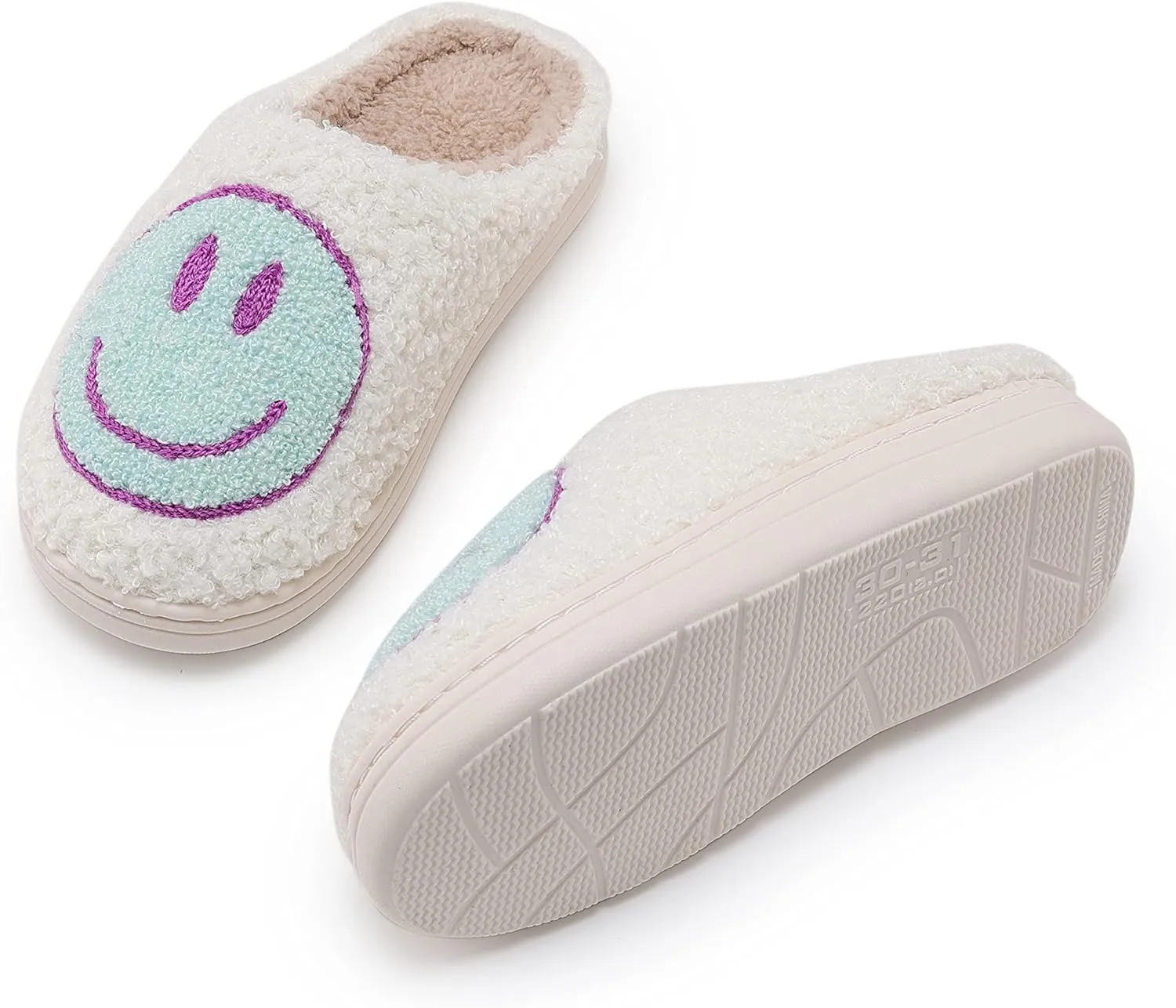 Smile Face Kids Happy Face Soft Plush Warm Slipper Anti-Slip Winter Fluffy House Shoes Soft Memory Foam Comfort Cotton Slippers Indoor and Outdoor