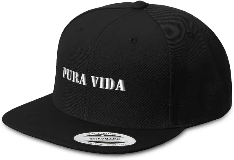 Snapback Hats for Men & Women Pura Vida Positive Acrylic Flat Bill Baseball Cap