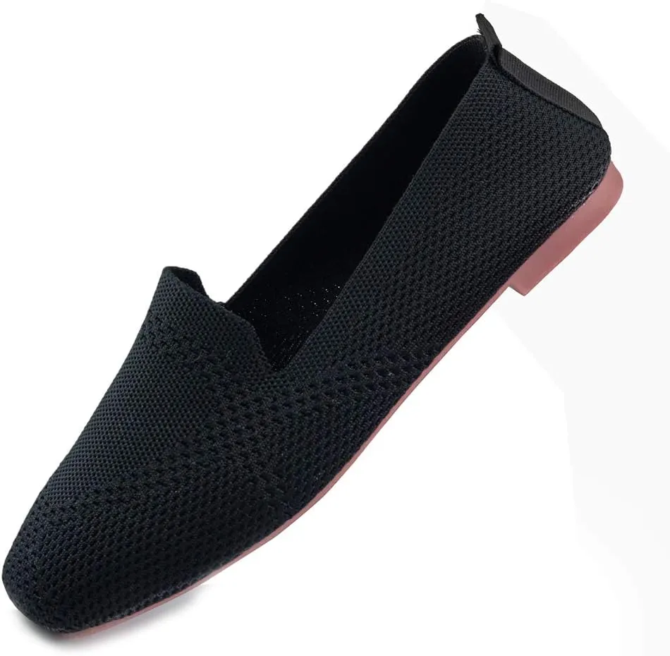 SOFMUO Women's Flats Shoes Knitted Lightweight Casual Slip On Loafers Soft Comfort Breathable Mesh Work Ballet Shoes…