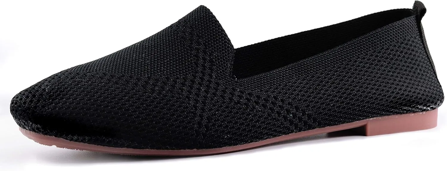 SOFMUO Women's Flats Shoes Knitted Lightweight Casual Slip On Loafers Soft Comfort Breathable Mesh Work Ballet Shoes…