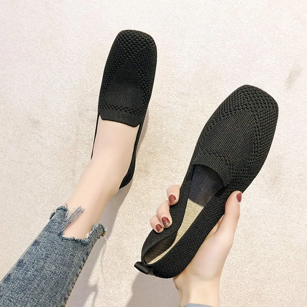 SOFMUO Women's Flats Shoes Knitted Lightweight Casual Slip On Loafers Soft Comfort Breathable Mesh Work Ballet Shoes…