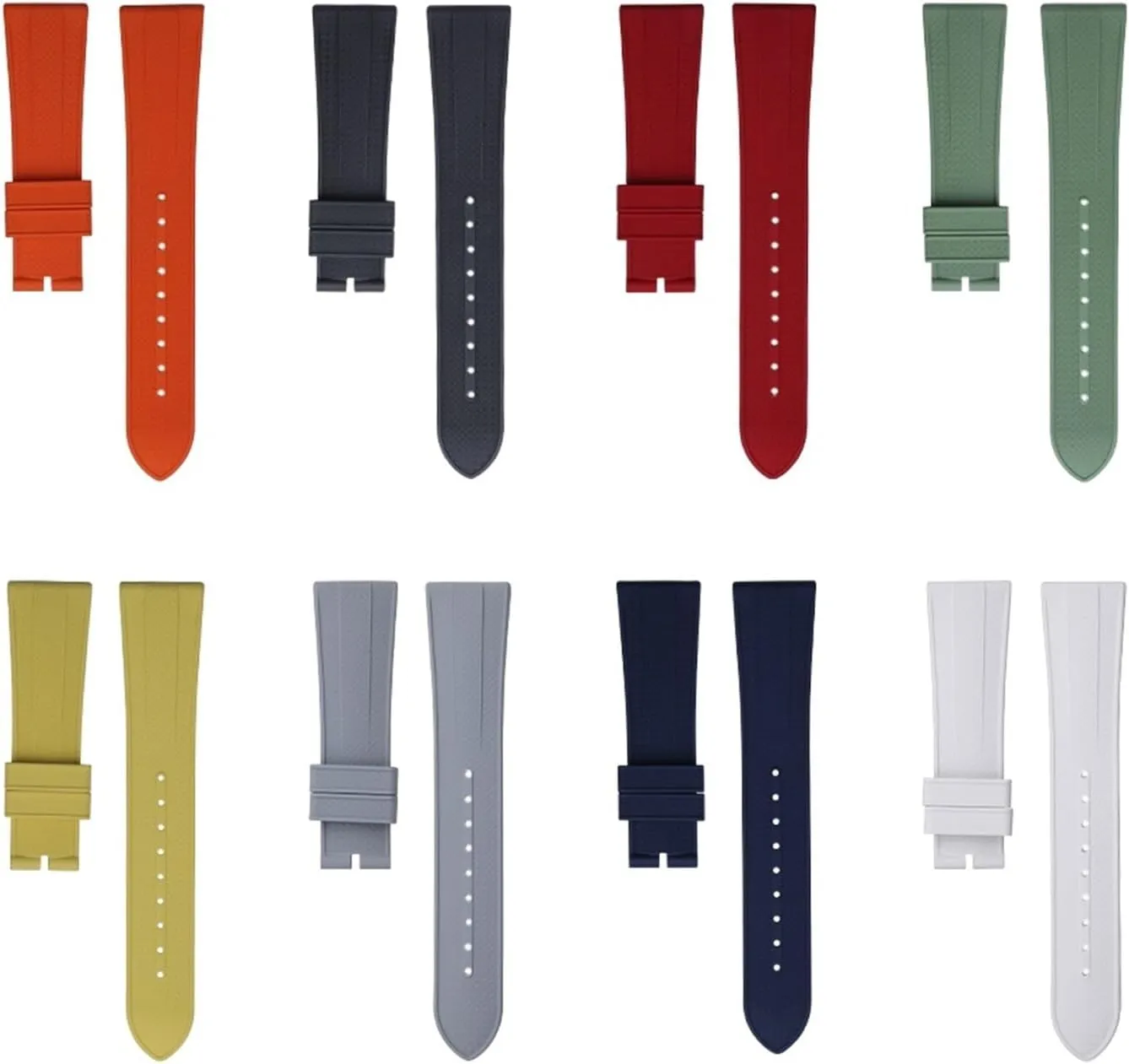 Soft Fluororubber Watch Band for Tudor Strap M79360.M79363 Stainless Fold Buckle Black Bay 1958 GMT 41mm Pelagos 22mm Flat End