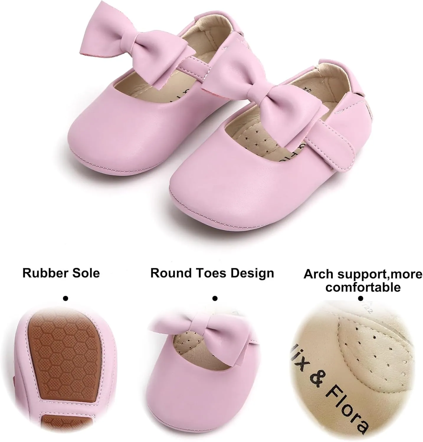 Soft Sole Baby Dress Shoes - Infant Baby Walking Shoes Moccasinss Rubber Sole Crib Shoes.