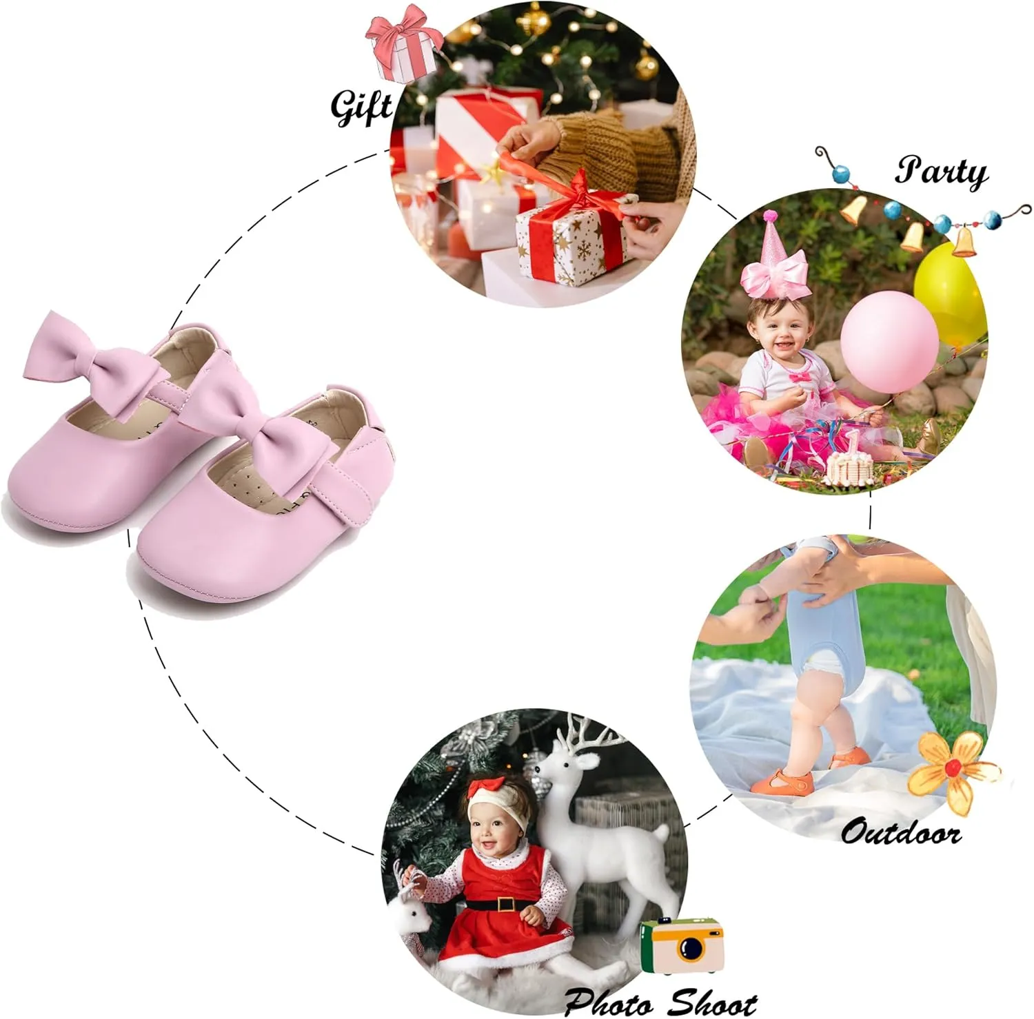 Soft Sole Baby Dress Shoes - Infant Baby Walking Shoes Moccasinss Rubber Sole Crib Shoes.