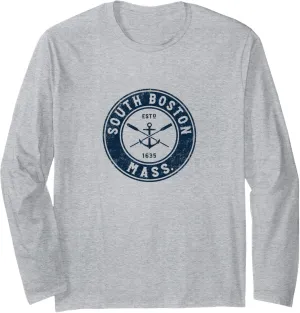 South Boston Massachusetts MA Vintage Boat Anchor & Oars Long Sleeve T-Shirt