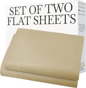 Southshore Fine Living, Inc. 2-Pack Flat Sheets Only, Full Size Premium Bedsheets, 80" x 94" Full-Size Top Sheet Stays Tucked on Deep Mattresses, Set of 2 Flat Bed Sheets, Soft Sand