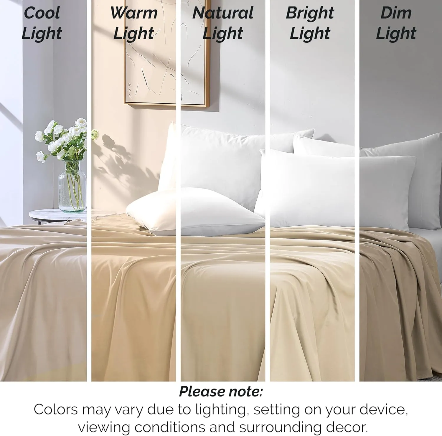 Southshore Fine Living, Inc. 2-Pack Flat Sheets Only, Full Size Premium Bedsheets, 80" x 94" Full-Size Top Sheet Stays Tucked on Deep Mattresses, Set of 2 Flat Bed Sheets, Soft Sand